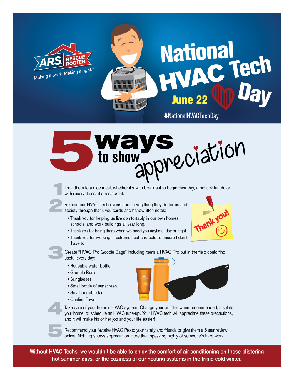 ARS/Rescue Rooter Celebrates National HVAC Tech Day on June 22